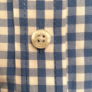 IZOD Men’s Blue Gingham Plaid Short Sleeve Button Down Shirt 2XL